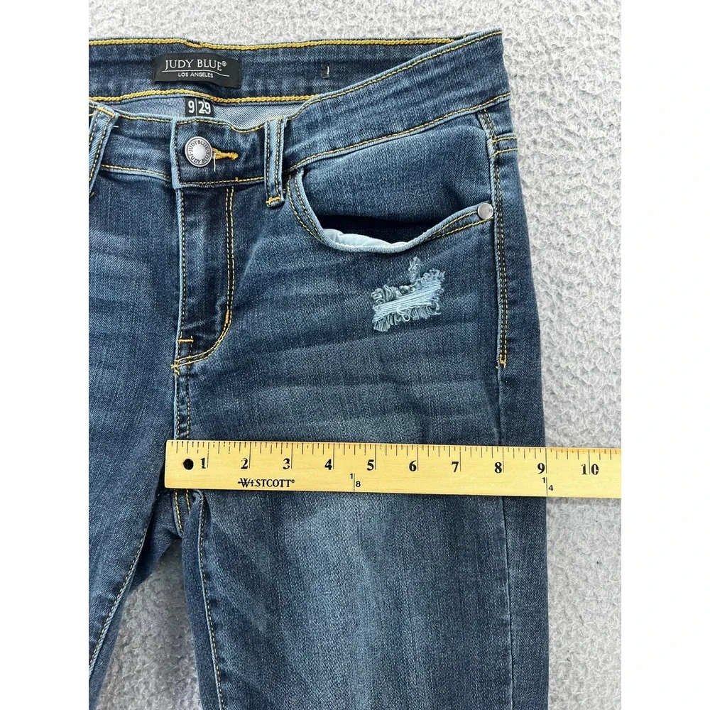 Judy Blue Distressed Dark Wash Mid Rise Slim Fit Jeans | Women's‎ Size 9/29